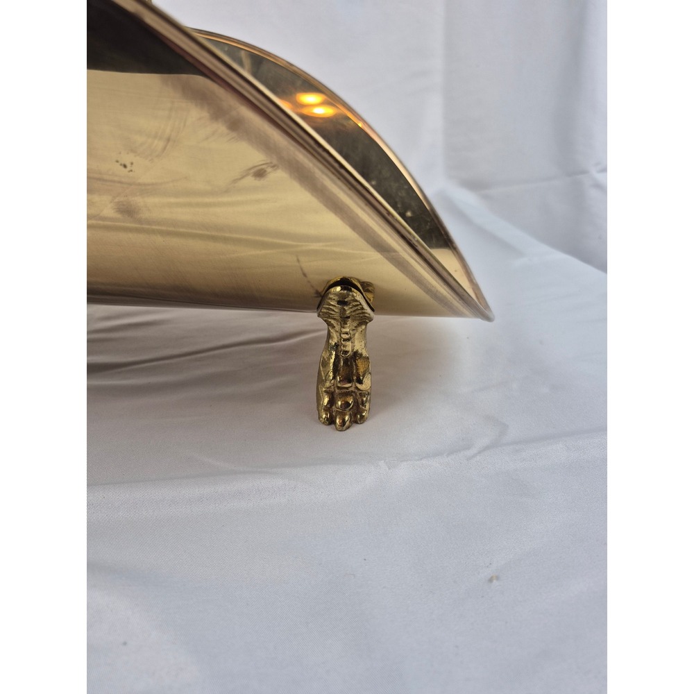 Vintage Brass Fireplace Log Holder Lion Paw Feet Movable Handle Hearth Decor - Picture 3 of 7